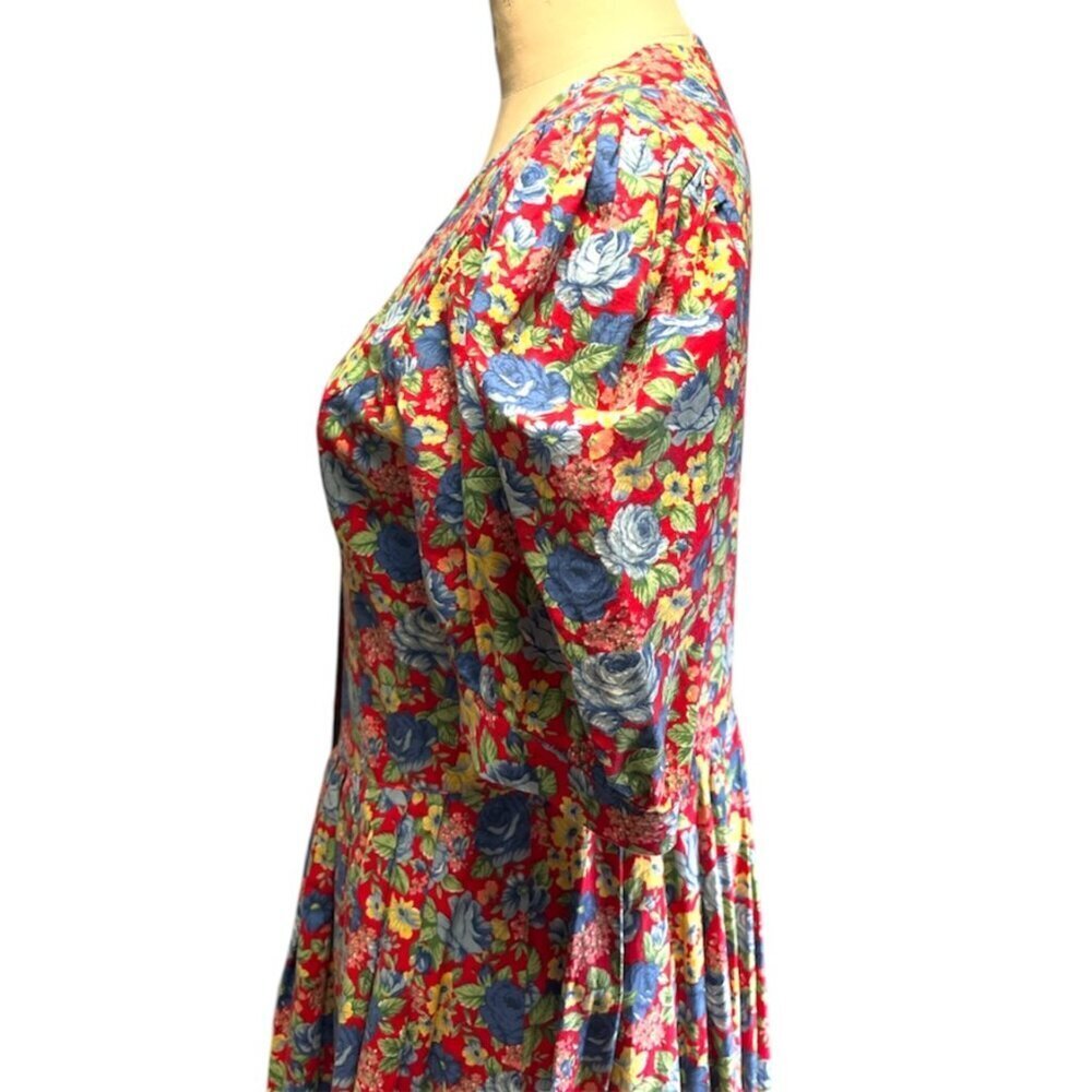 Vintage 90s dress floral print prairie, romantic cottagecore, granny 100% cotton - Picture 7 of 15